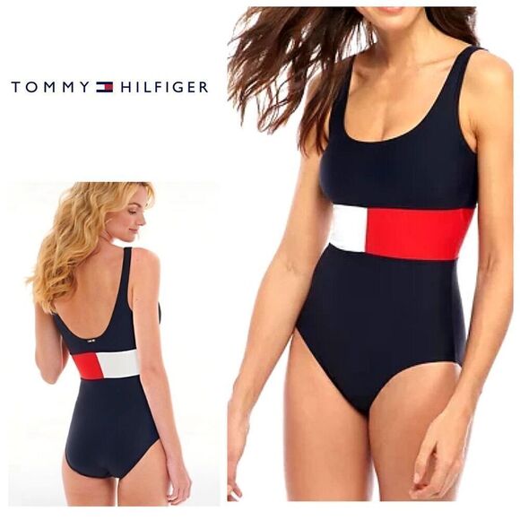 New. Tommy Hilfiger red white and blue swimsuit. XS. Regularly $139 - Picture 7 of 11